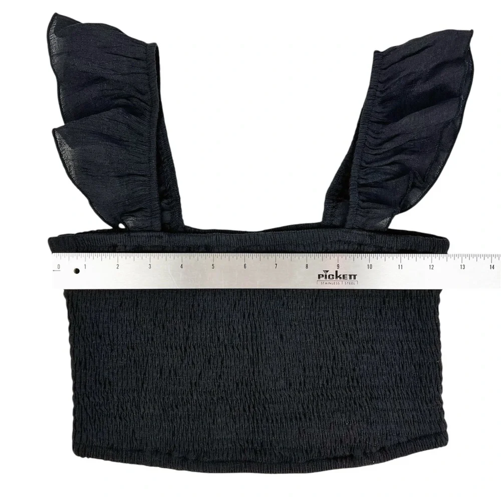 Fashion Nova She's The Sweetest Black Smocked Crop Top Size Medium - Picture 4 of 9